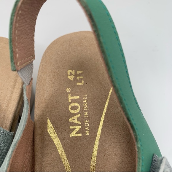 NWB NAOT Women's Intact Sandal Size 42 US 11 Jade Teal/Lime Silver heels 2466 - Picture 5 of 13